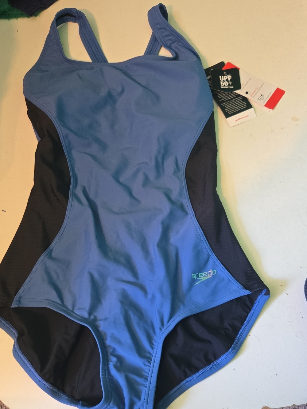 Speedo Blue and Black One-Piece Swimsuit with UPF 50+